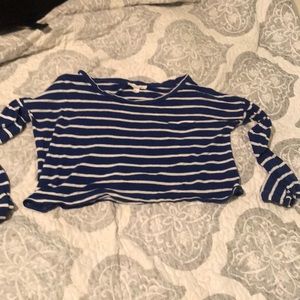 Blue and white striped, long sleeve crop too
